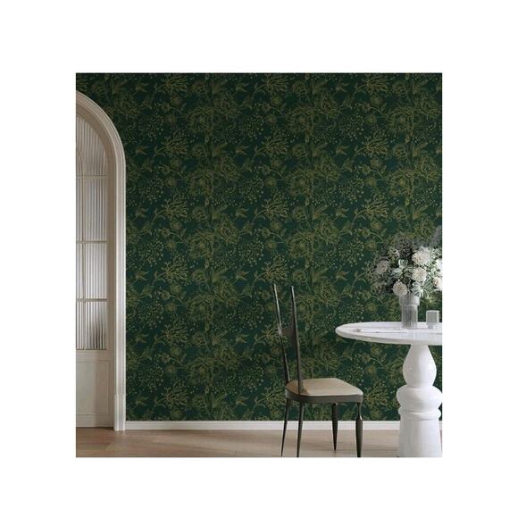 Peel and Stick Wallpaper Boho Floral Contact Paper 78.7" x 17.3" Gold an green - Picture 4 of 6